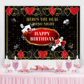 Lofaris Playing Cards Happy Birthday Black Themed Backdrop for Men